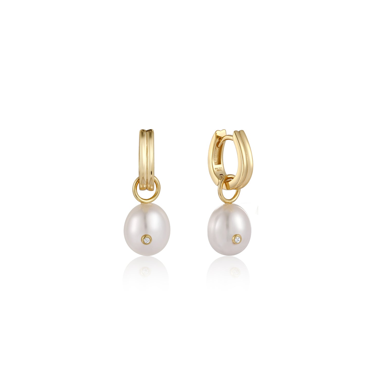 Organic Pearl Drop Rectangle Hoop Earrings